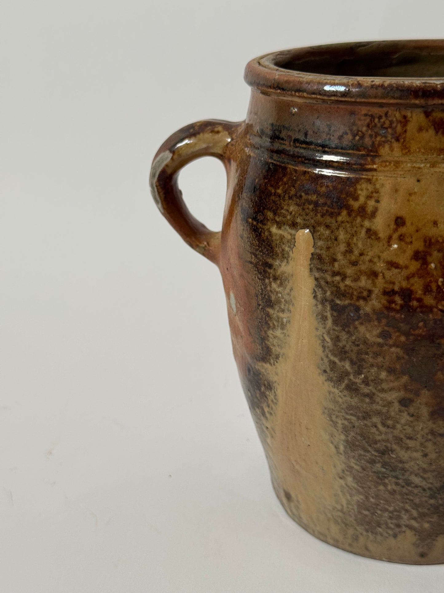 Glazed Twin Loop Handled French Pot