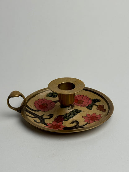 Vintage Brass Floral Candle Holder