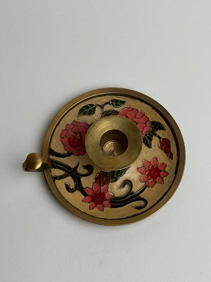 Vintage Brass Floral Candle Holder