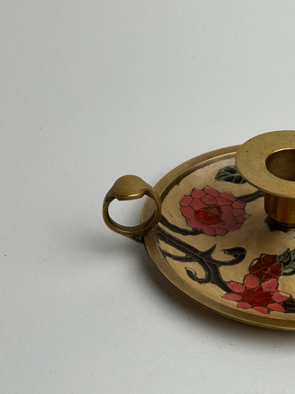 Vintage Brass Floral Candle Holder