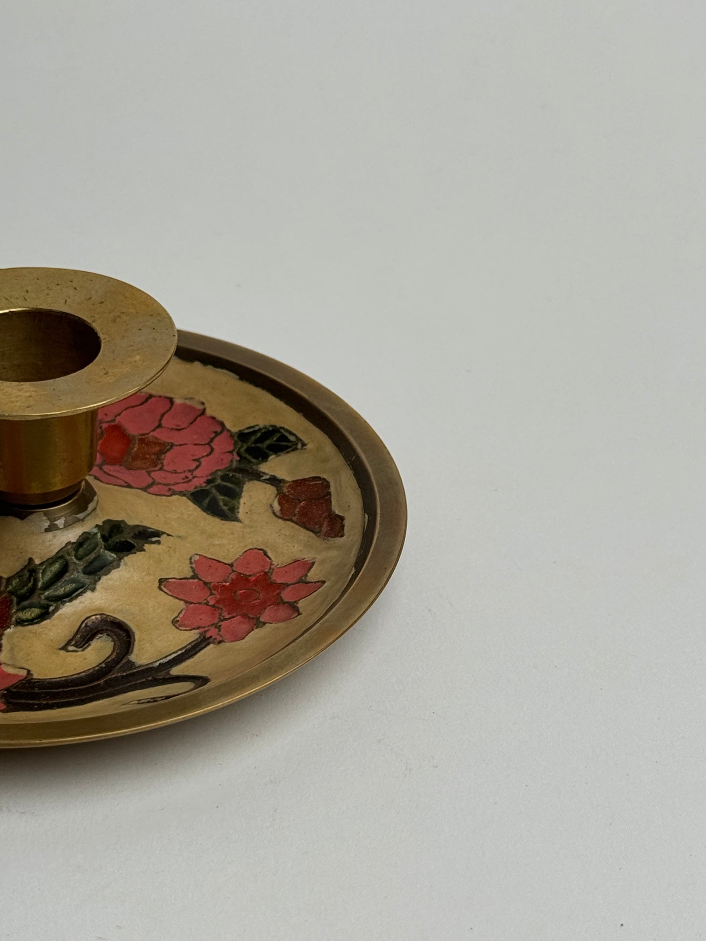 Vintage Brass Floral Candle Holder