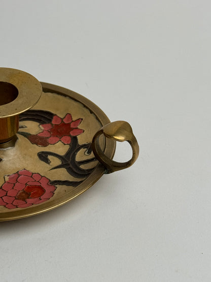 Vintage Brass Floral Candle Holder