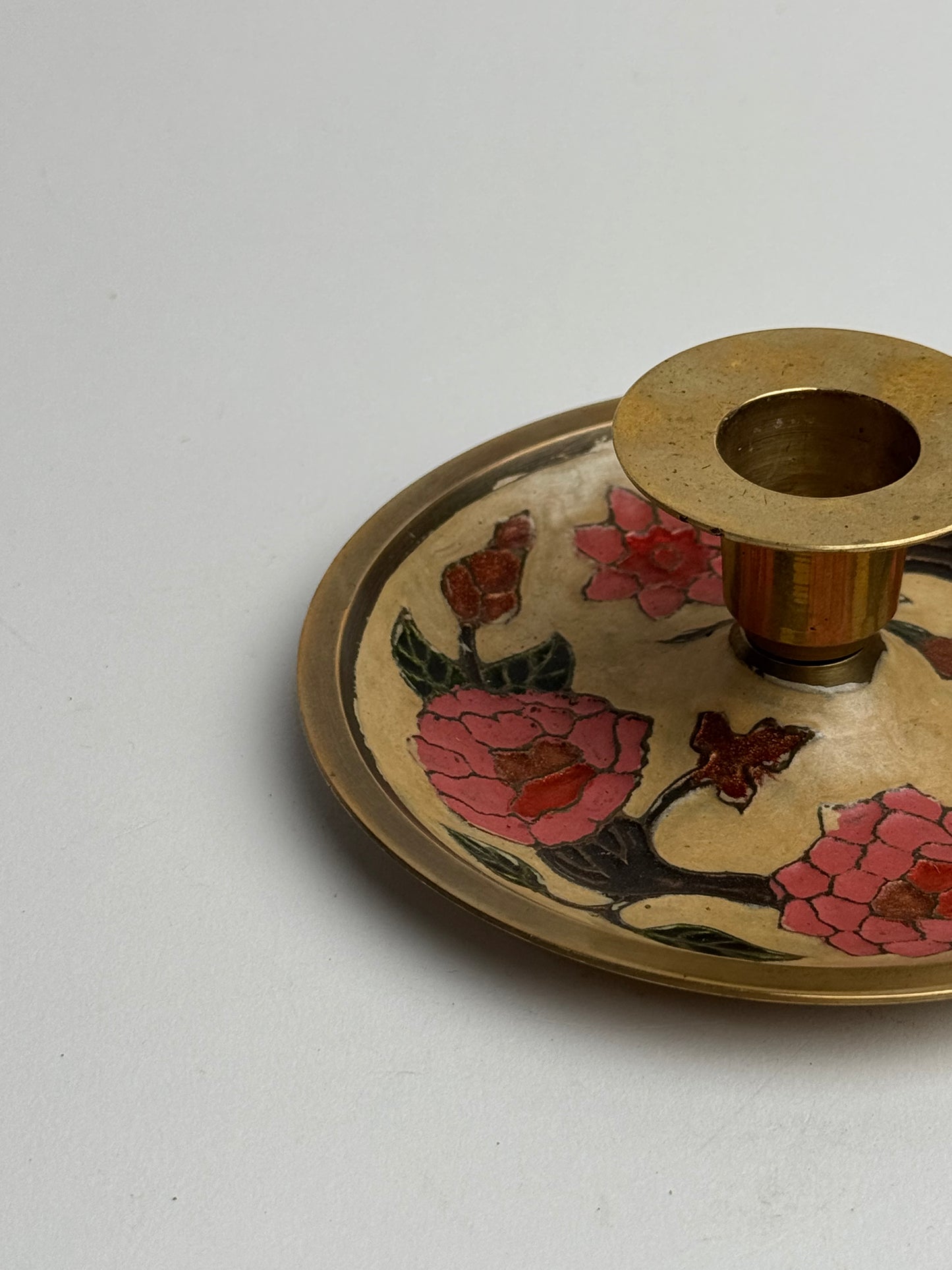Vintage Brass Floral Candle Holder