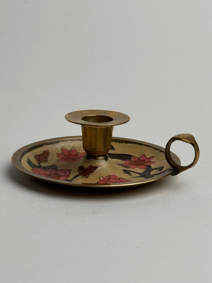 Vintage Brass Floral Candle Holder