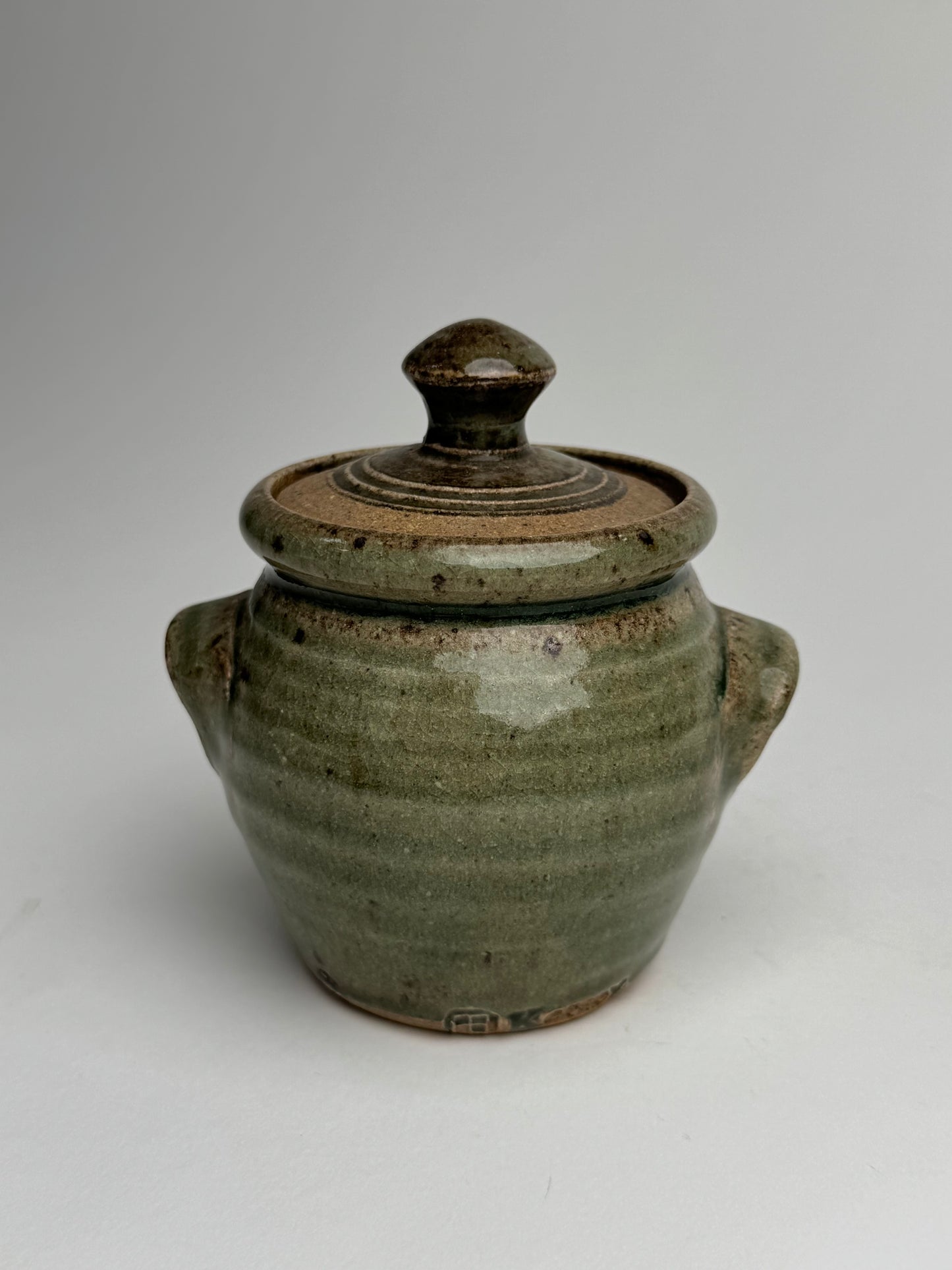 Small Sage Green Lidded Confit Pot