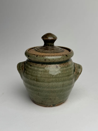 Small Sage Green Lidded Confit Pot