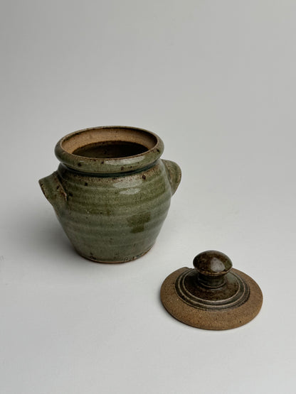 Small Sage Green Lidded Confit Pot