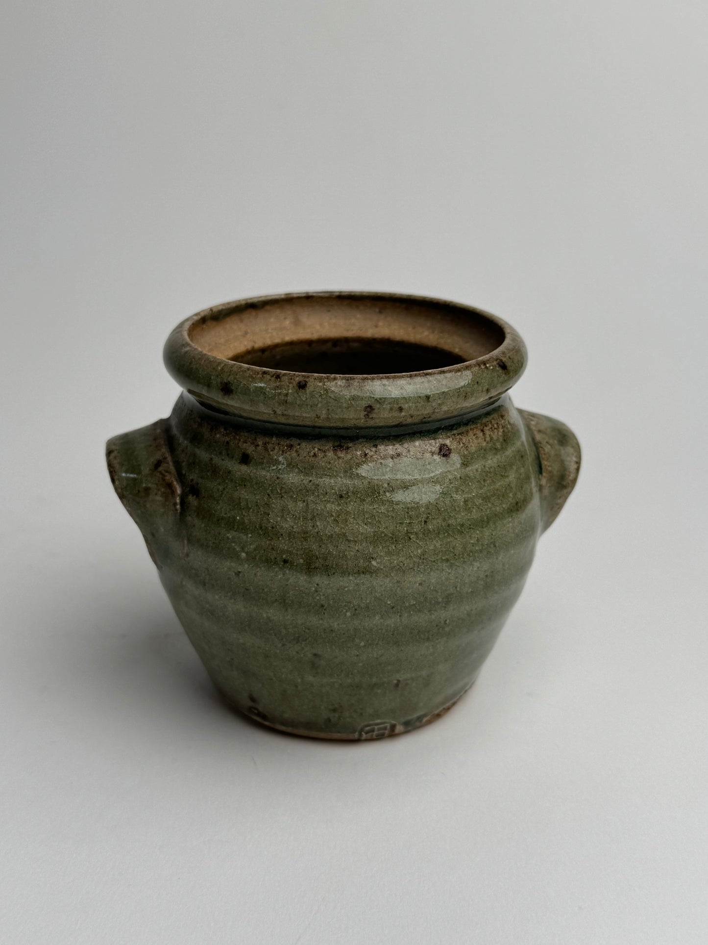 Small Sage Green Lidded Confit Pot