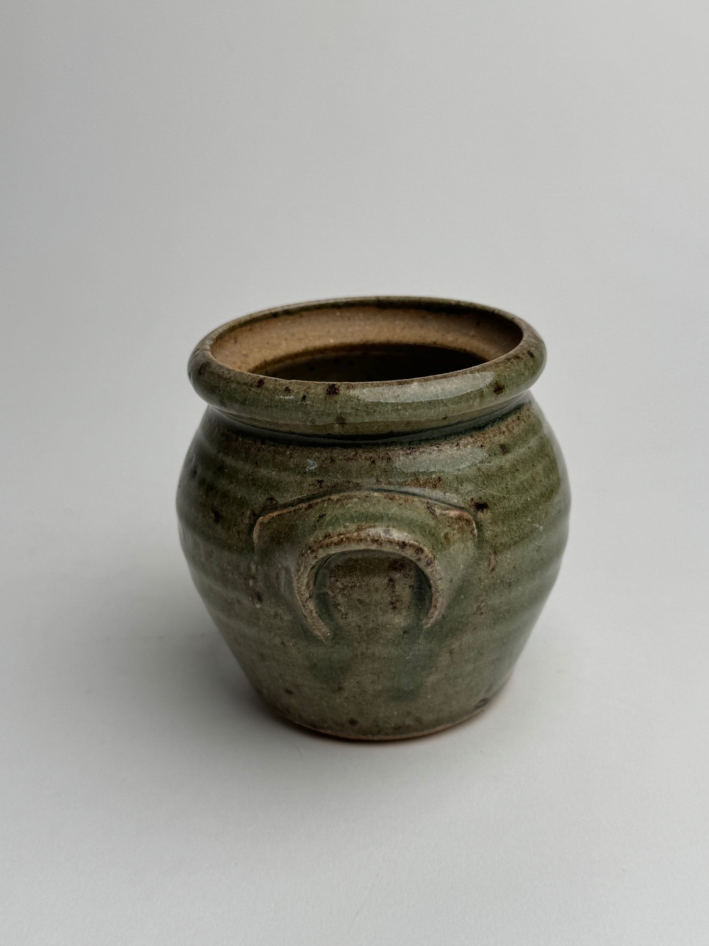 Small Sage Green Lidded Confit Pot