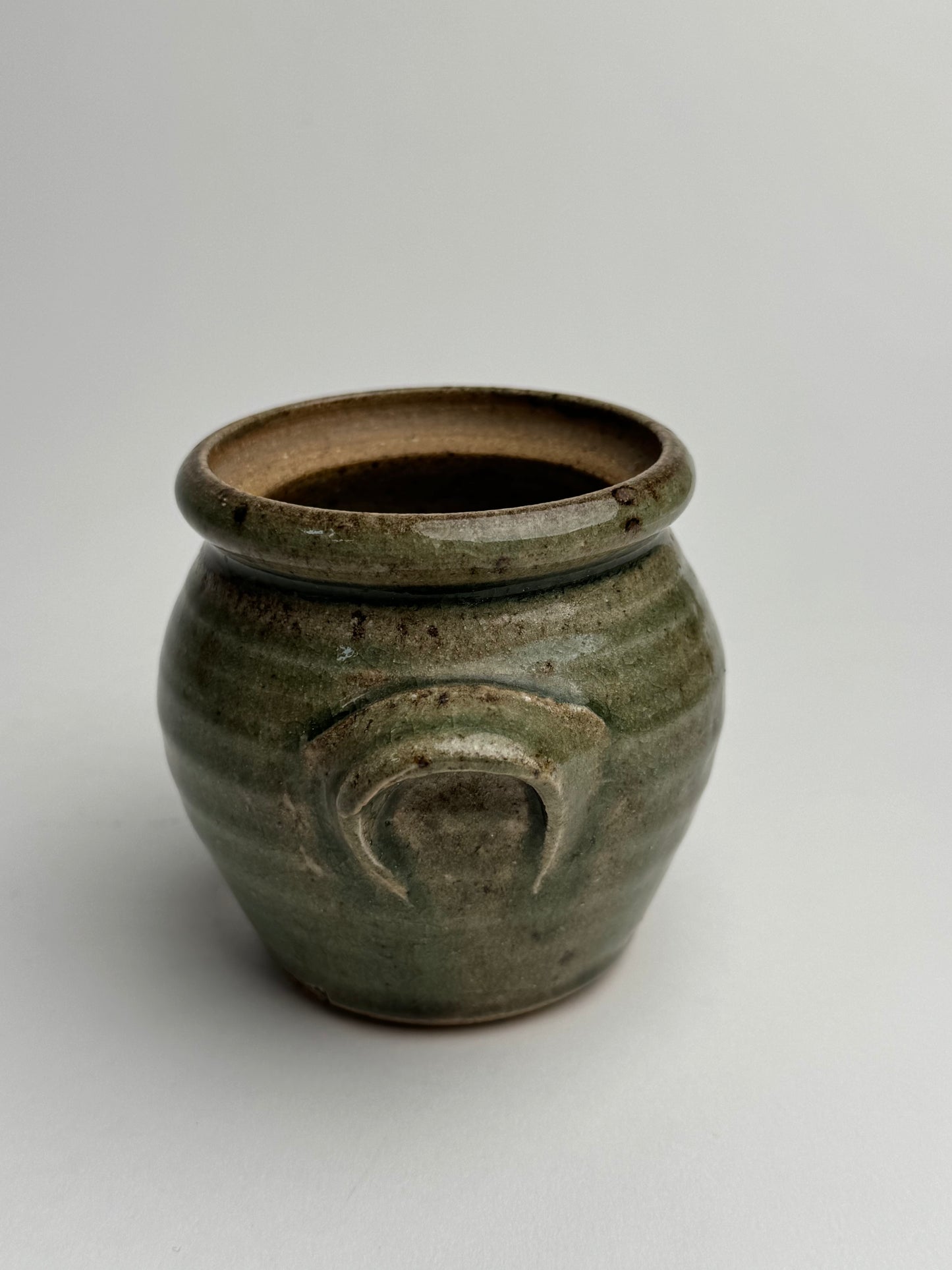 Small Sage Green Lidded Confit Pot