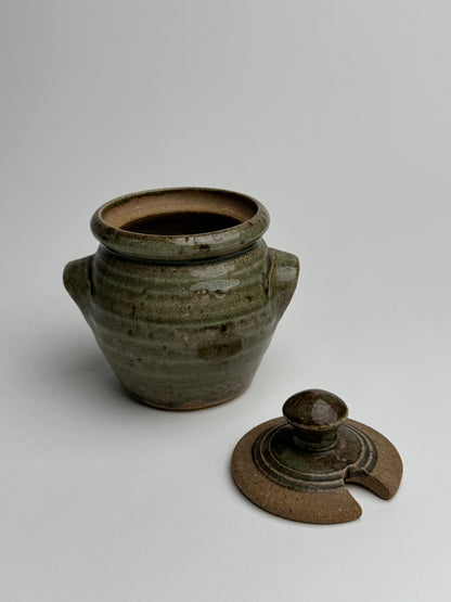 Small Sage Green Lidded Confit Pot
