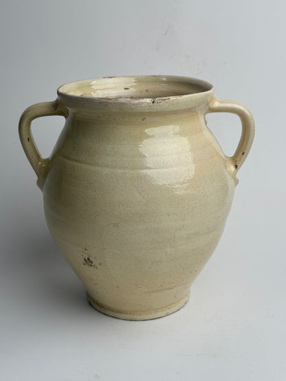 Cream/Butter Yellow Twin Handled Pot