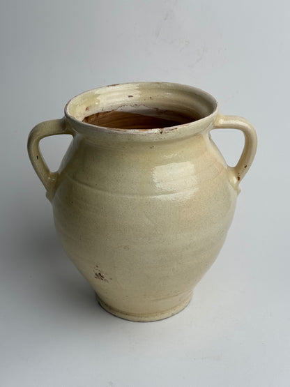 Cream/Butter Yellow Twin Handled Pot