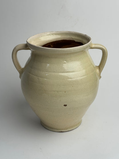 Cream/Butter Yellow Twin Handled Pot