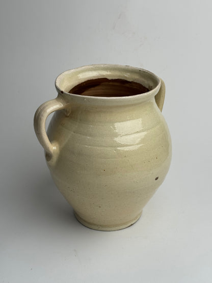 Cream/Butter Yellow Twin Handled Pot