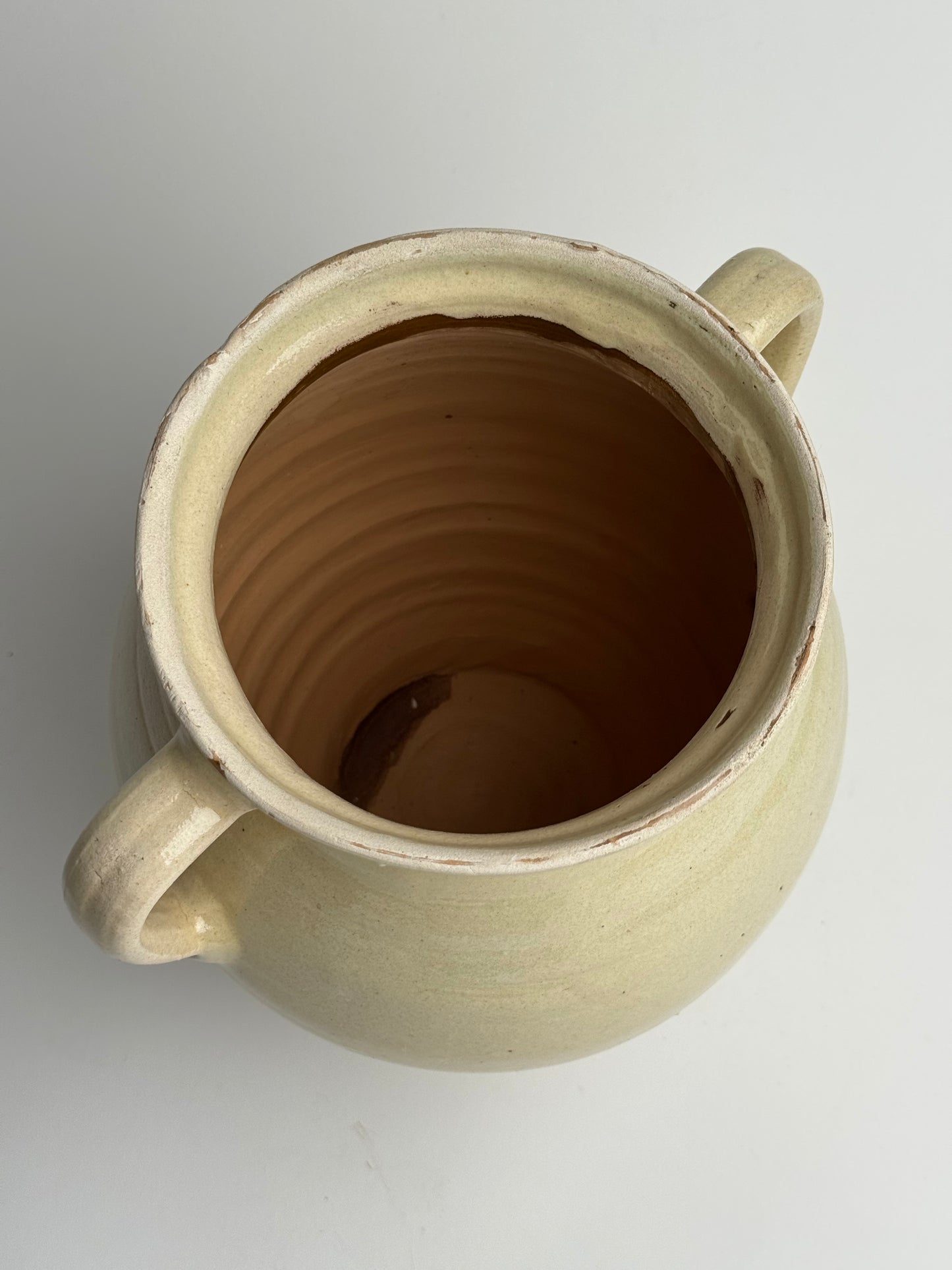Cream/Butter Yellow Twin Handled Pot