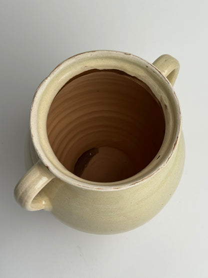 Cream/Butter Yellow Twin Handled Pot