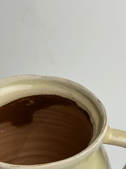 Cream/Butter Yellow Twin Handled Pot