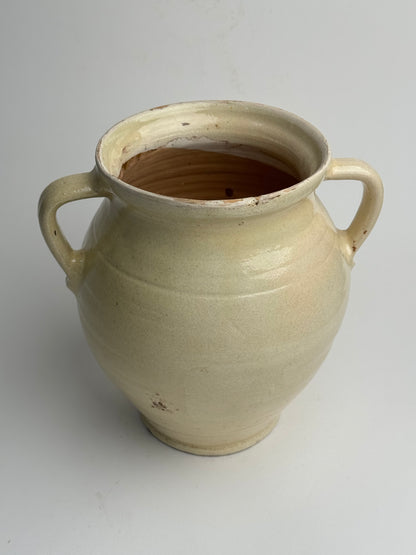 Cream/Butter Yellow Twin Handled Pot