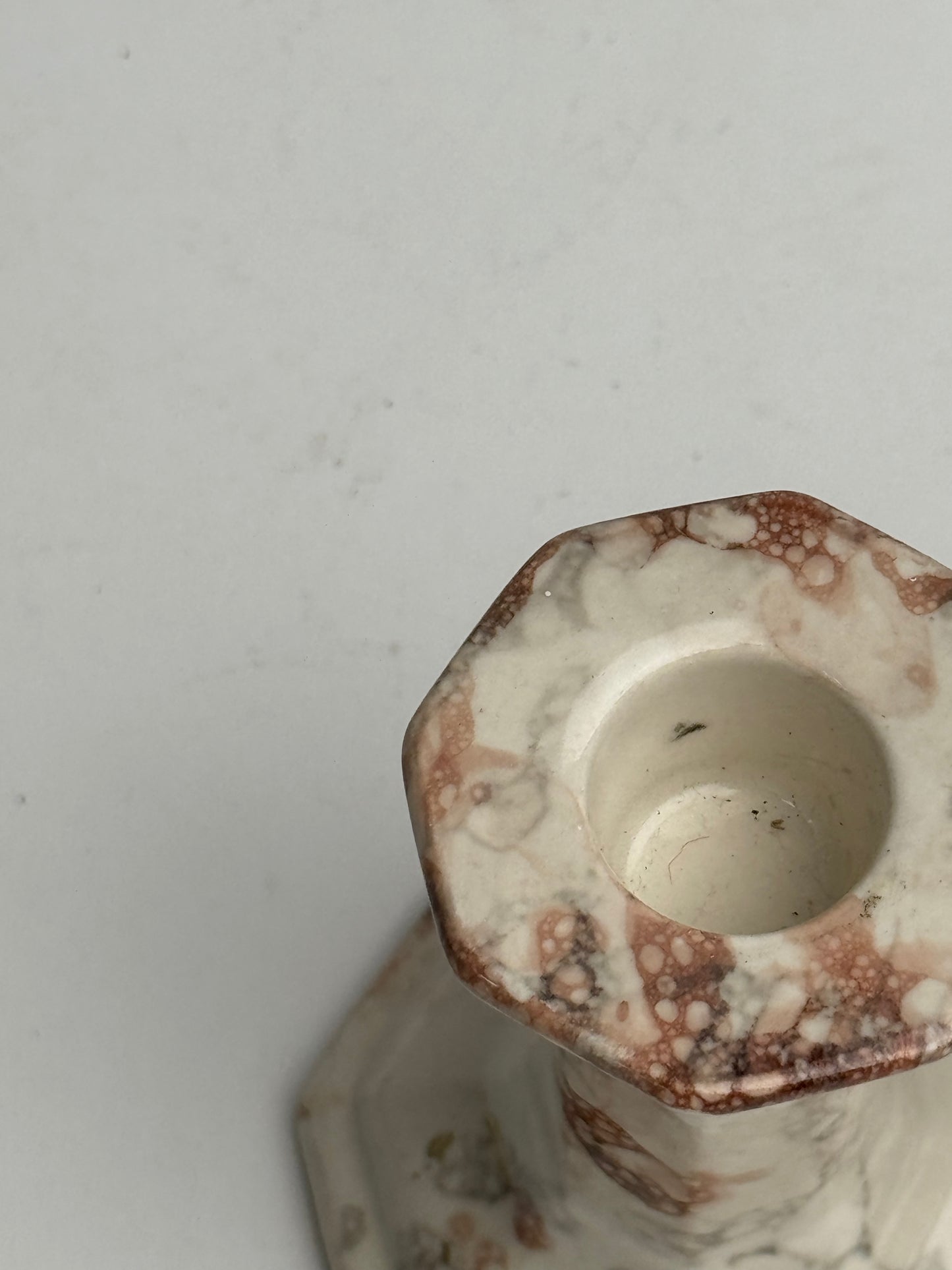 Pair of Marble Look Ceramic Candle Holders