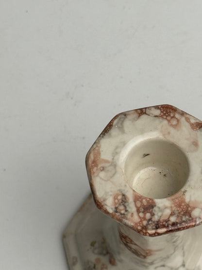 Pair of Marble Look Ceramic Candle Holders