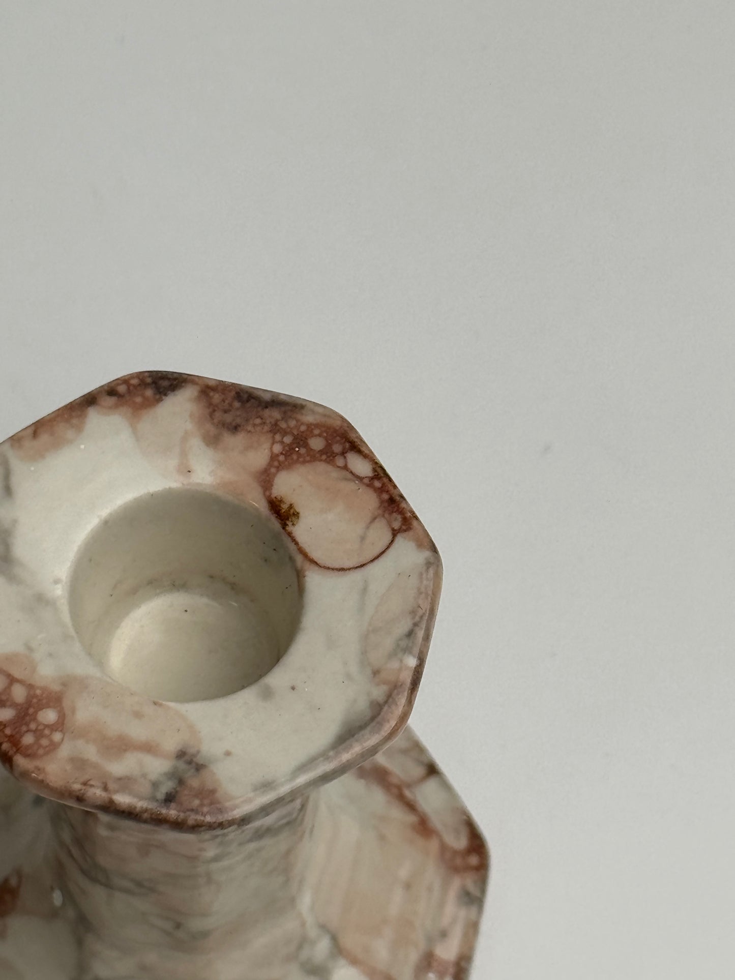 Pair of Marble Look Ceramic Candle Holders