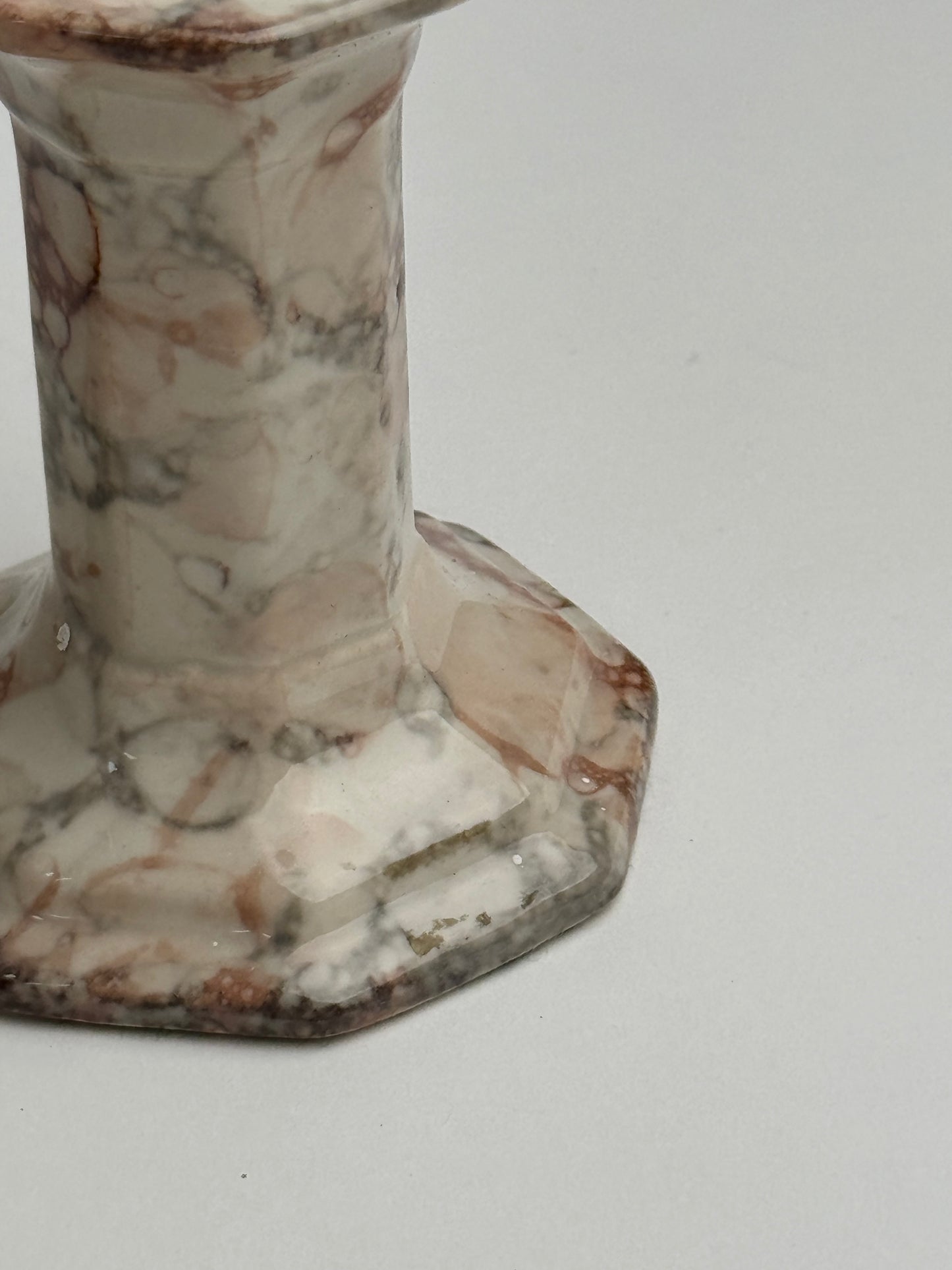 Pair of Marble Look Ceramic Candle Holders