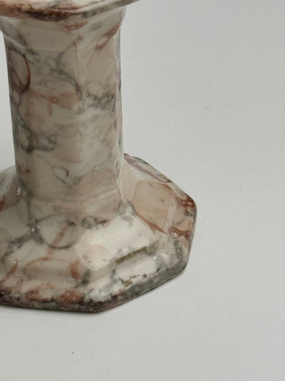 Pair of Marble Look Ceramic Candle Holders