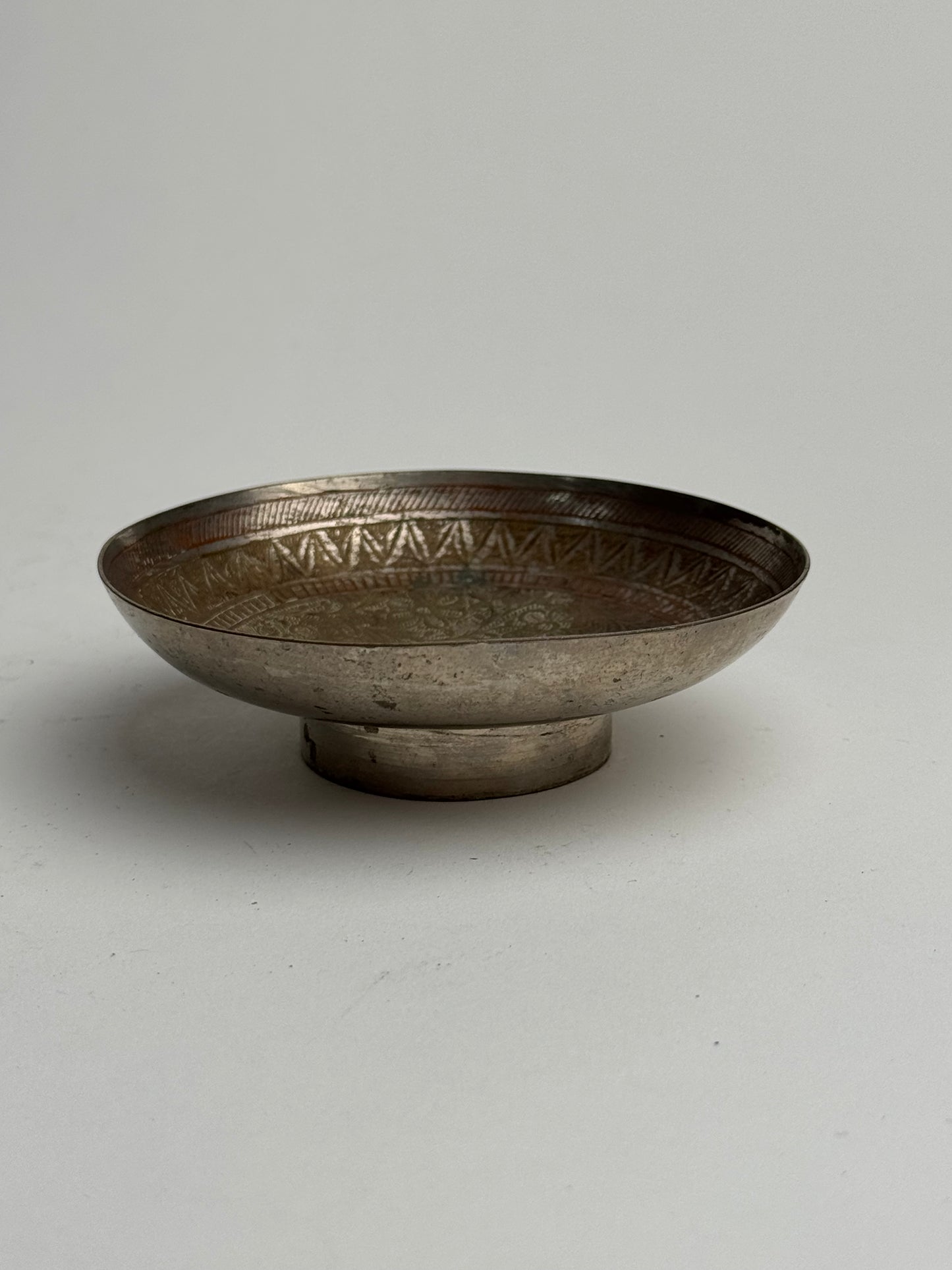 Vintage Aztec Silver Pedestal Dish