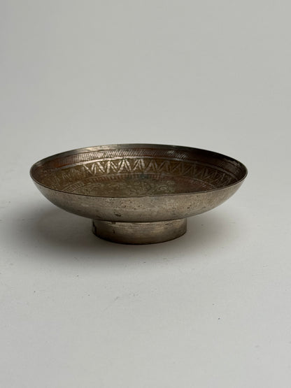 Vintage Aztec Silver Pedestal Dish