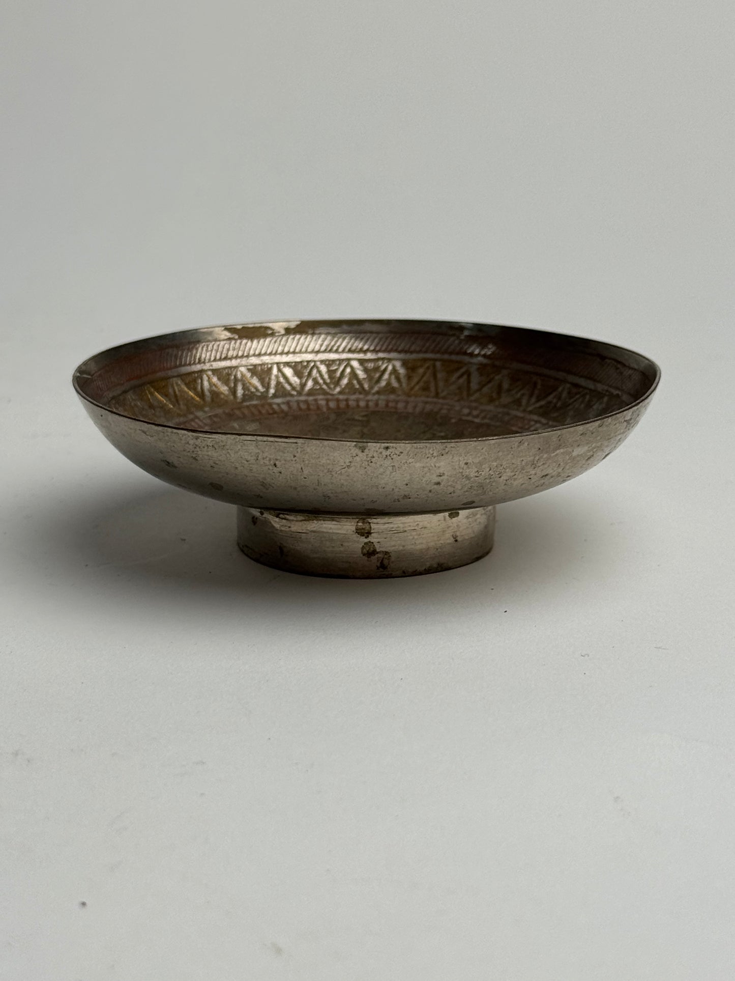 Vintage Aztec Silver Pedestal Dish