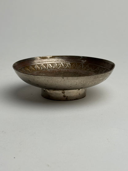 Vintage Aztec Silver Pedestal Dish