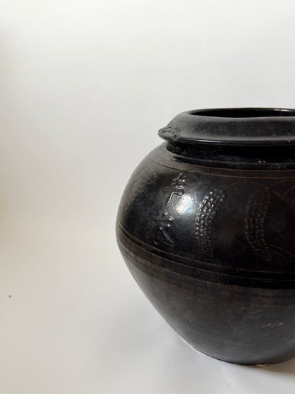 Large Dark South Asian Rounded Pot