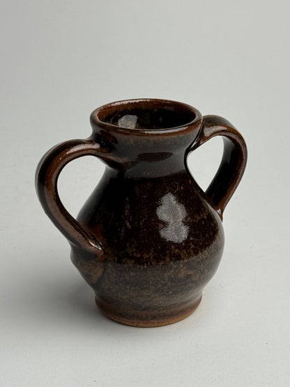 Small Rich Brown Twin Handled Pot