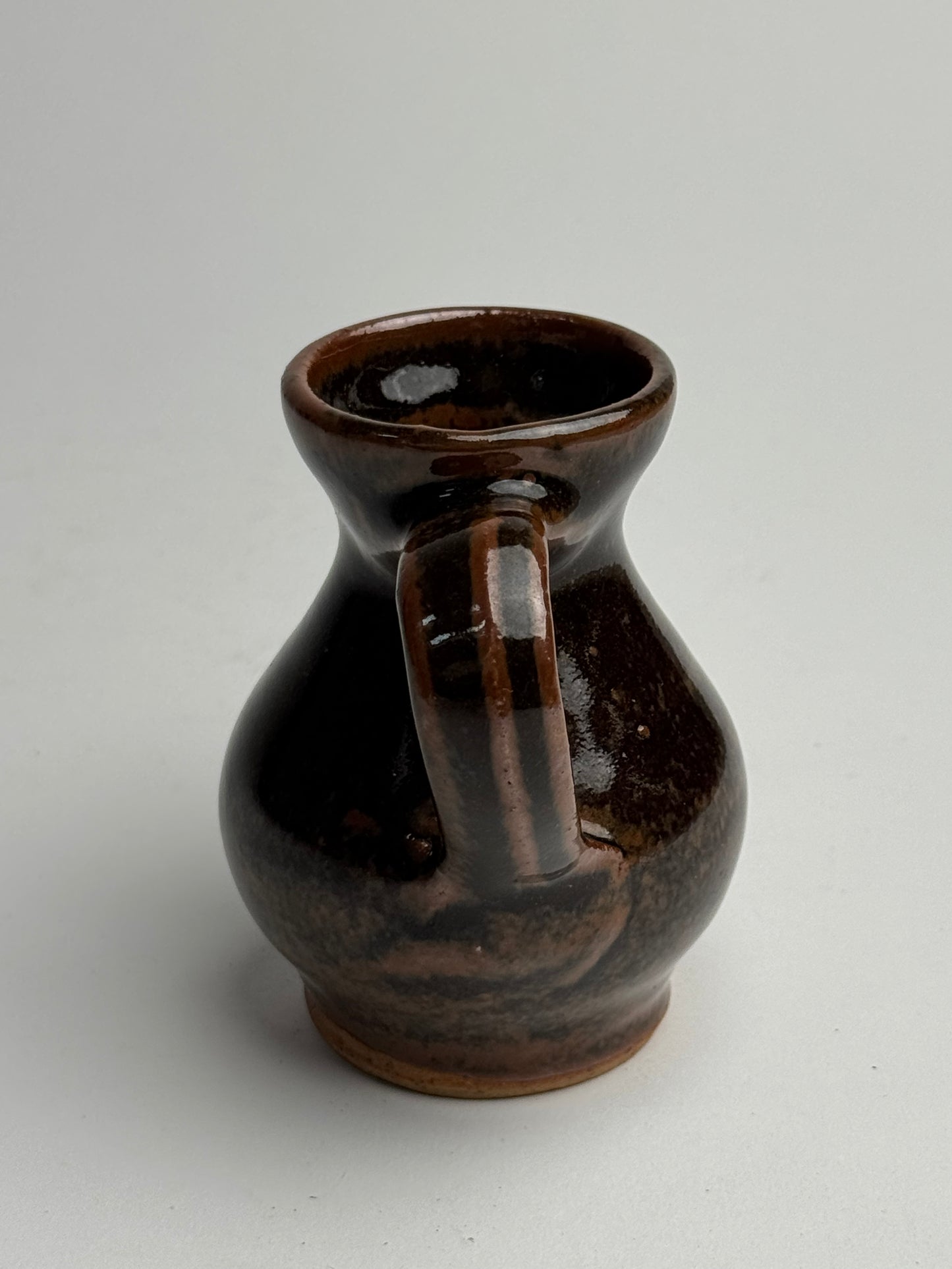 Small Rich Brown Twin Handled Pot