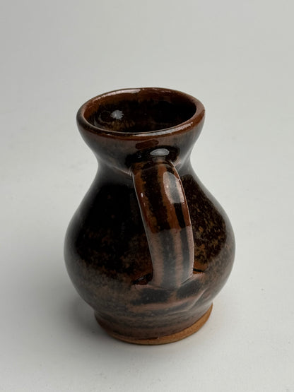 Small Rich Brown Twin Handled Pot