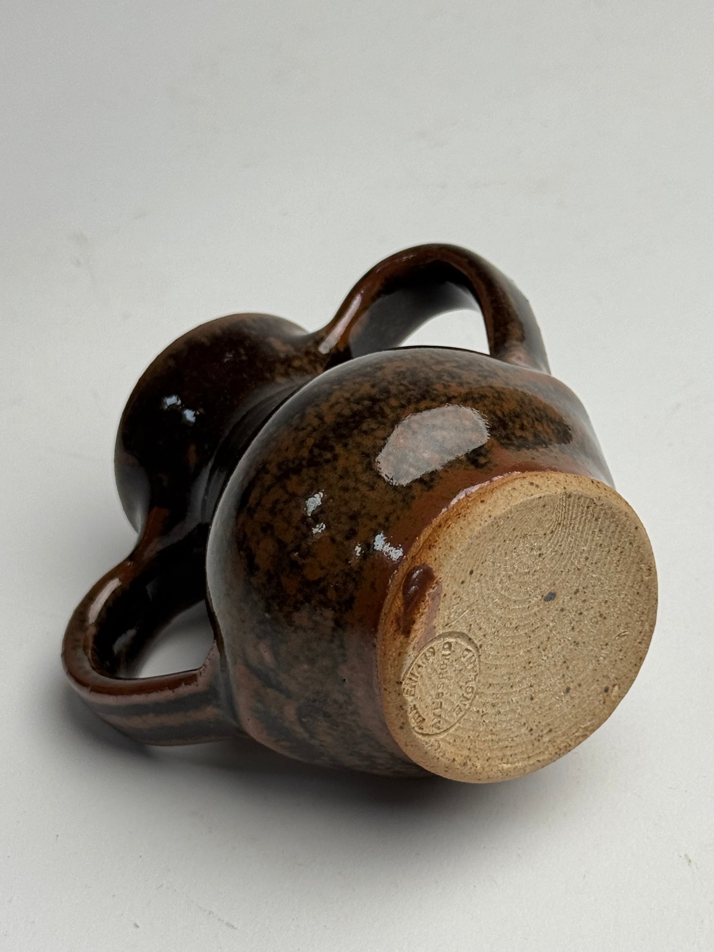 Small Rich Brown Twin Handled Pot