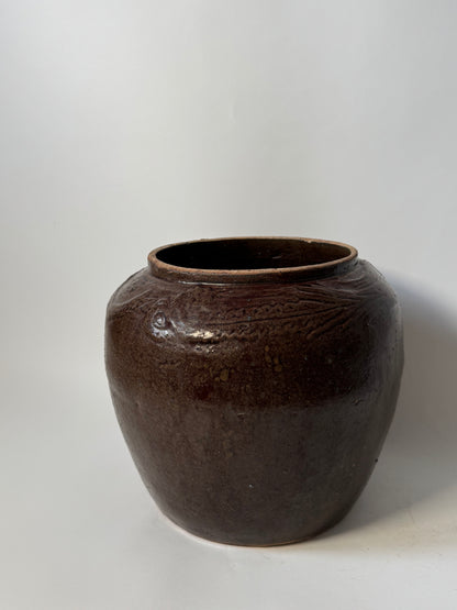 Rounded Rich Brown South Asian Pot