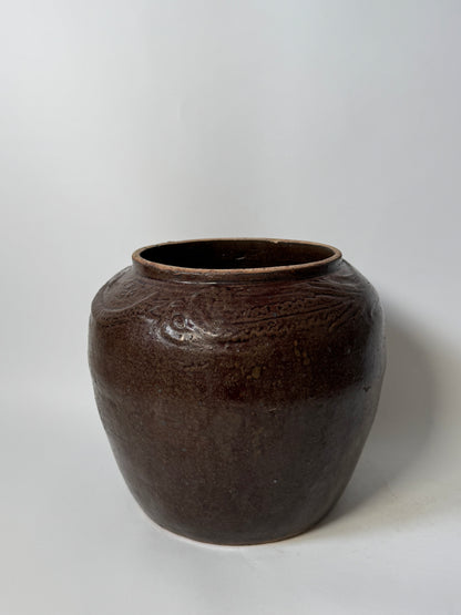 Rounded Rich Brown South Asian Pot