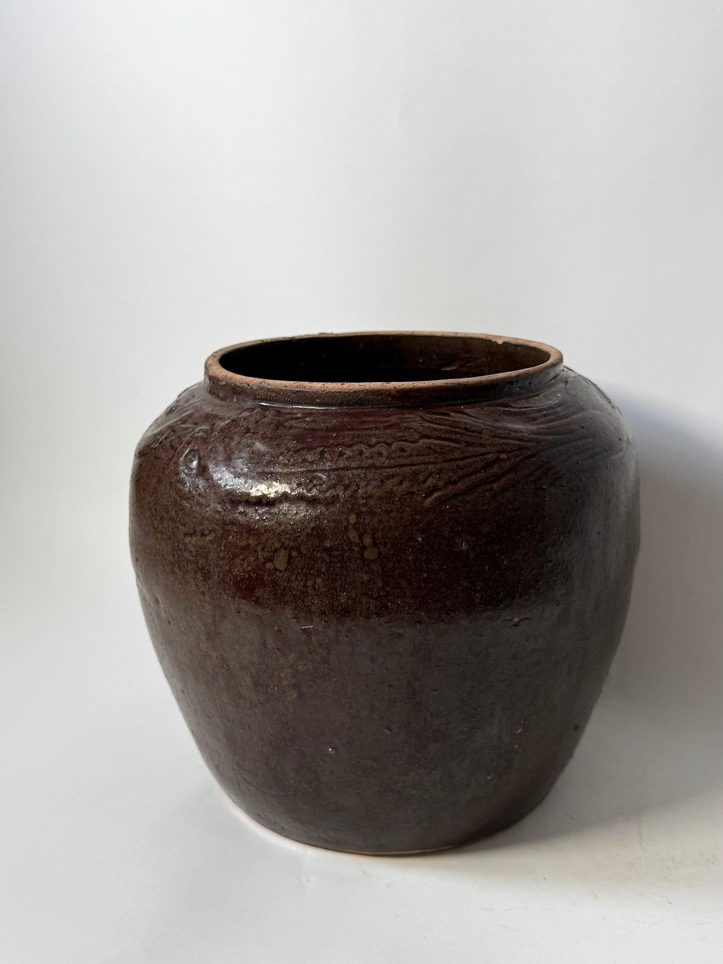 Rounded Rich Brown South Asian Pot