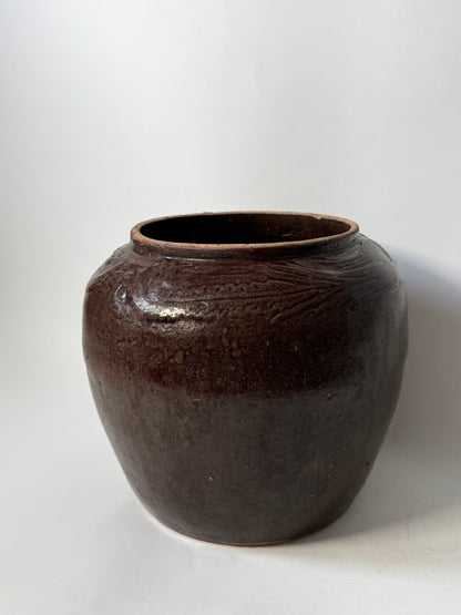 Rounded Rich Brown South Asian Pot
