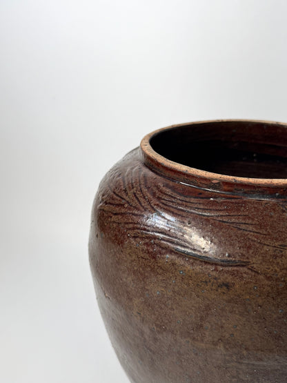 Rounded Rich Brown South Asian Pot
