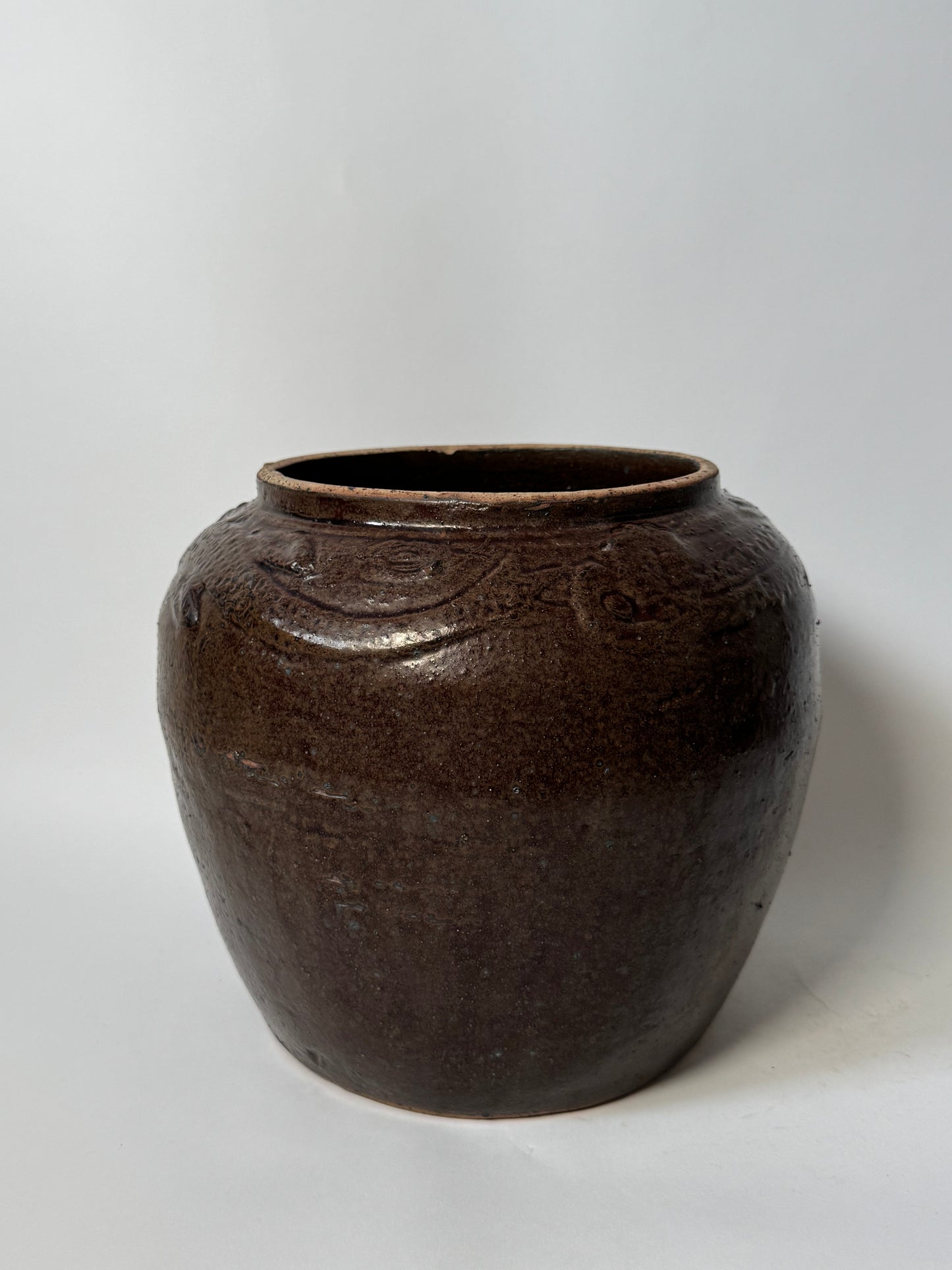 Rounded Rich Brown South Asian Pot