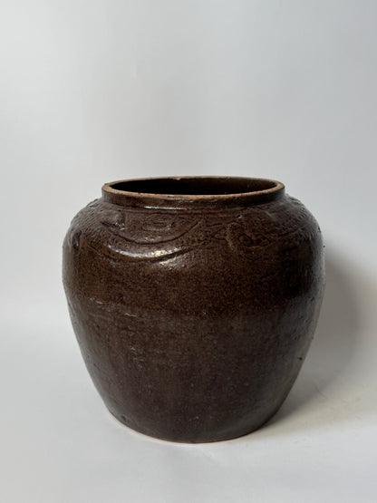 Rounded Rich Brown South Asian Pot