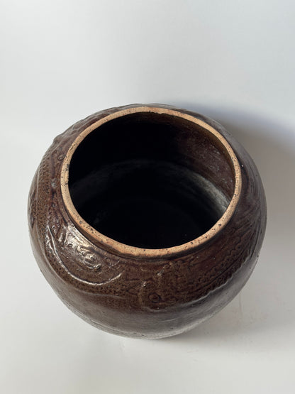 Rounded Rich Brown South Asian Pot