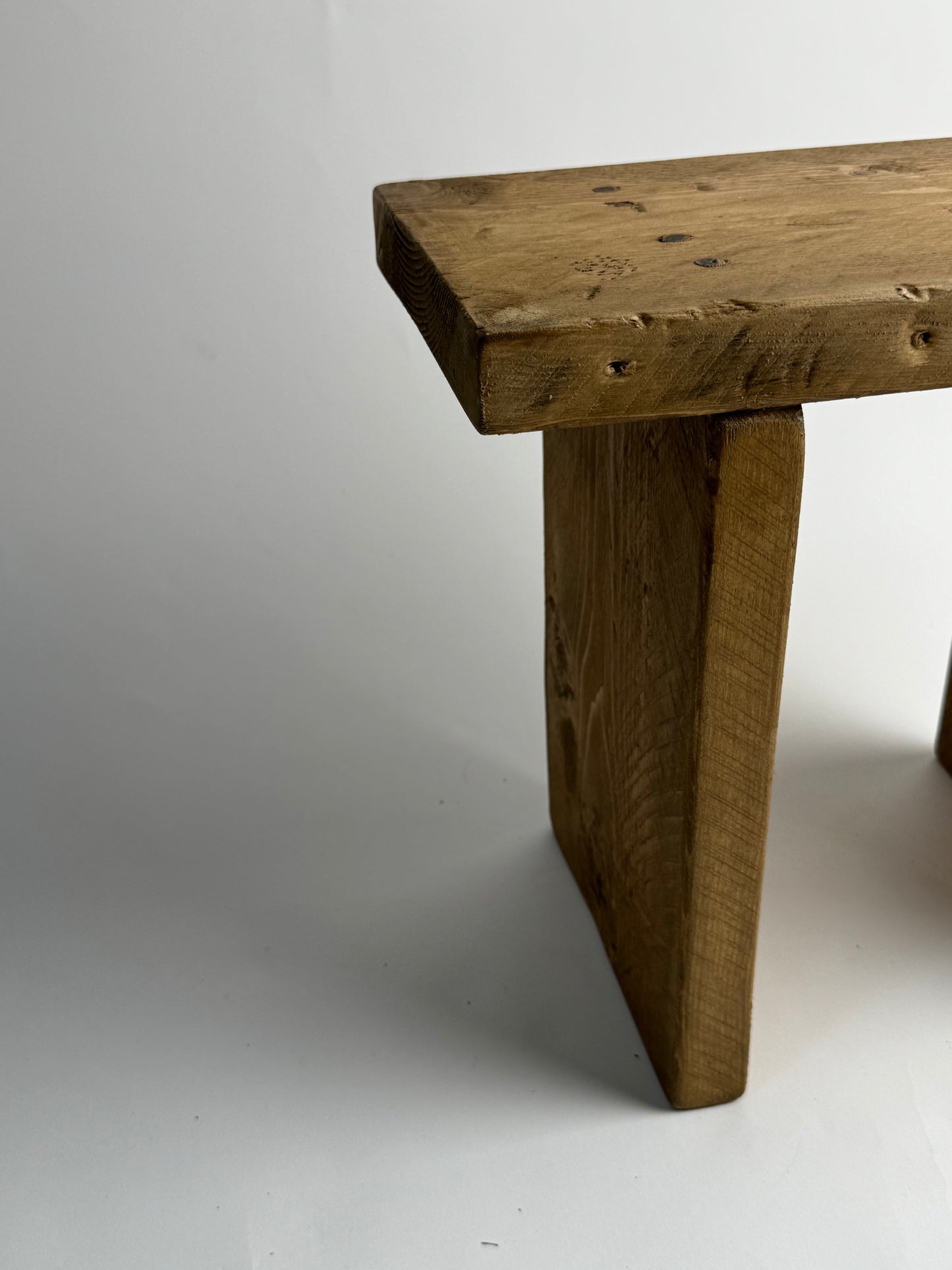 Handmade Aged Effect Wood Stool - Elsie