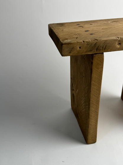 Handmade Aged Effect Wood Stool - Elsie