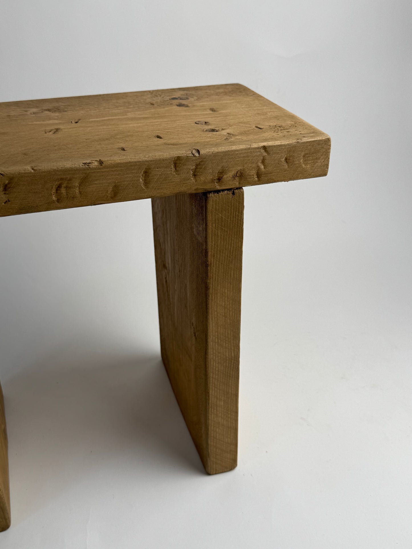 Handmade Aged Effect Wood Stool - Elsie
