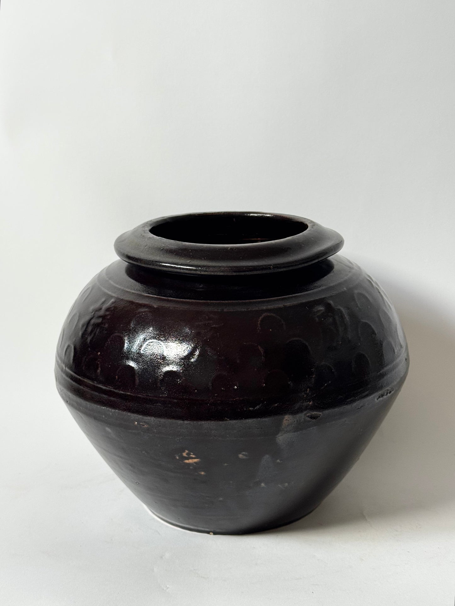 Brown Black Rounded South Asian Pot