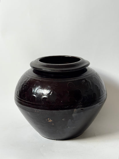 Brown Black Rounded South Asian Pot